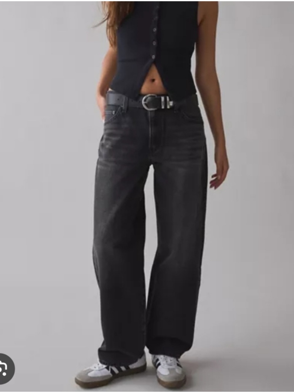 Baggy Dad Two Tone Charcoal Black Wide Leg Jeans - Size 27 - Picture 14 of 14